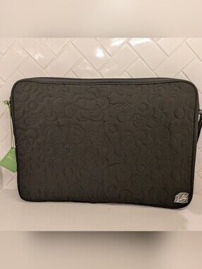 Vera Bradley Black Quilted Floral Laptop Sleeve